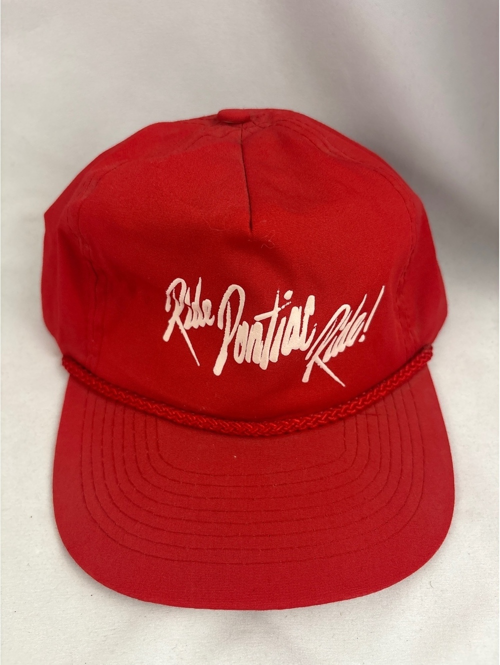 Vintage Red 'Ride Pontiac Ride!' Strapback Hat Adjustable Baseball Cap